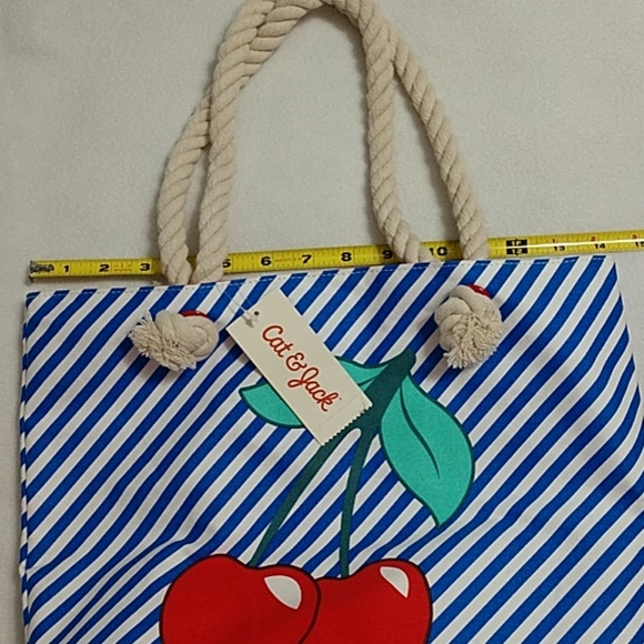 🍒Cherry Tote Bag Cat & Jack Nautical Beach Rope - Picture 7 of 10